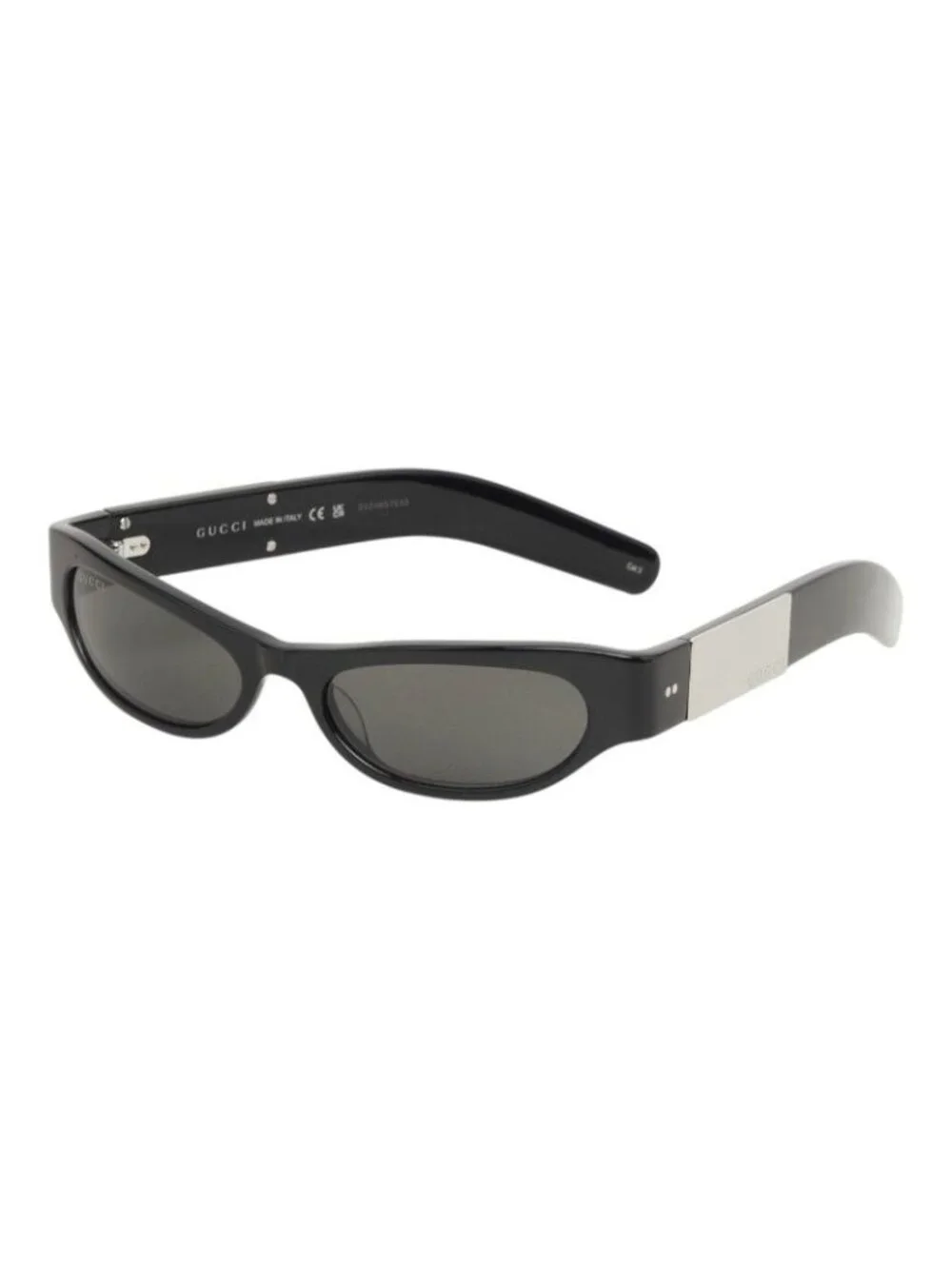 Gucci Sunglasses Black Silver Acetate Metal Eyewear